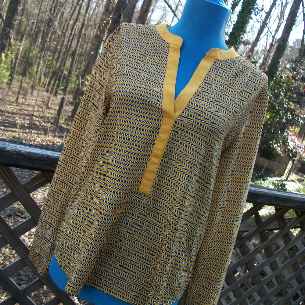 Limited Yellow & Black Print Long Sleeve Blouse